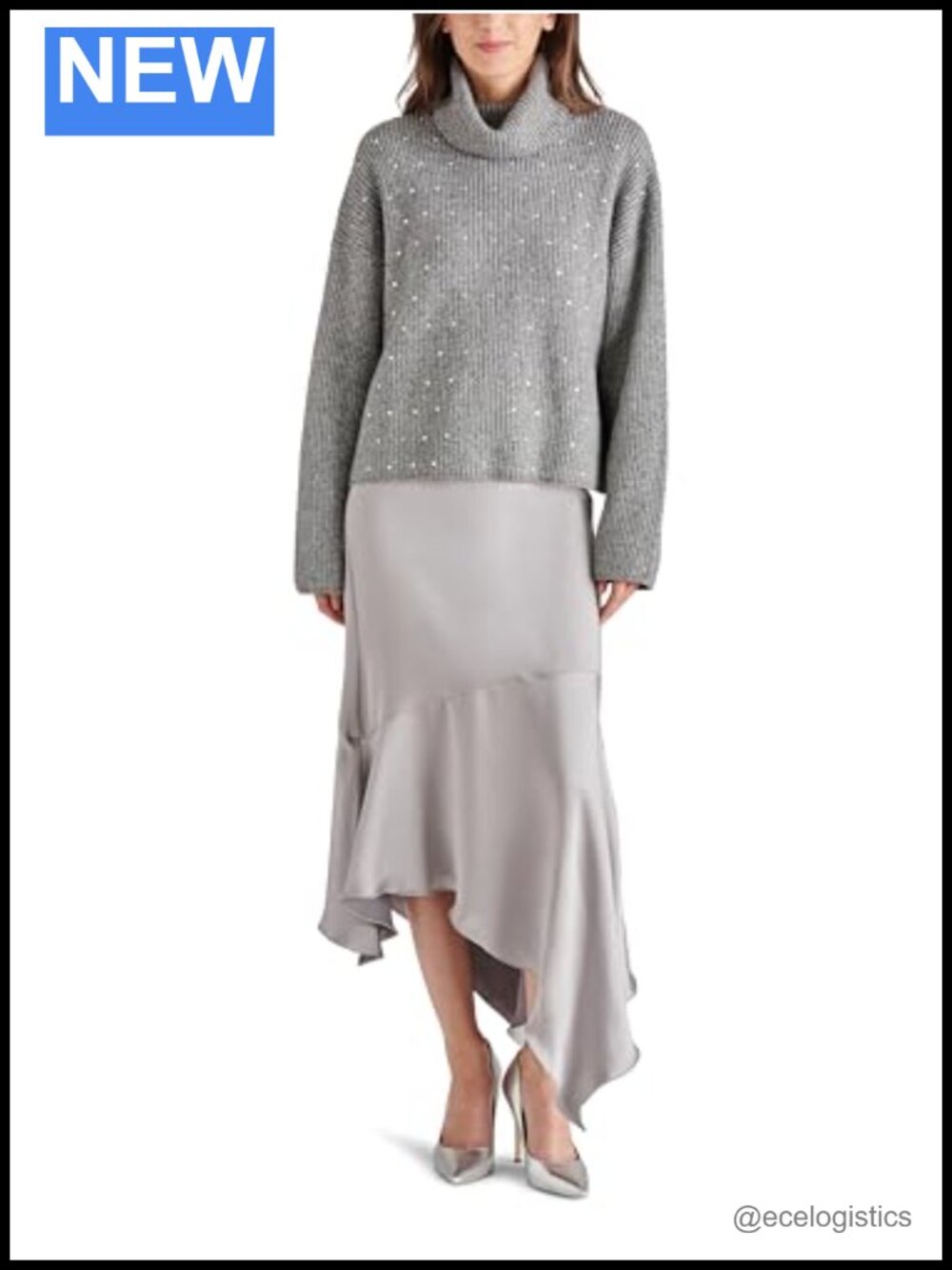 Mid Rise Midi Skirt with Zipper Closure Polyester Solid